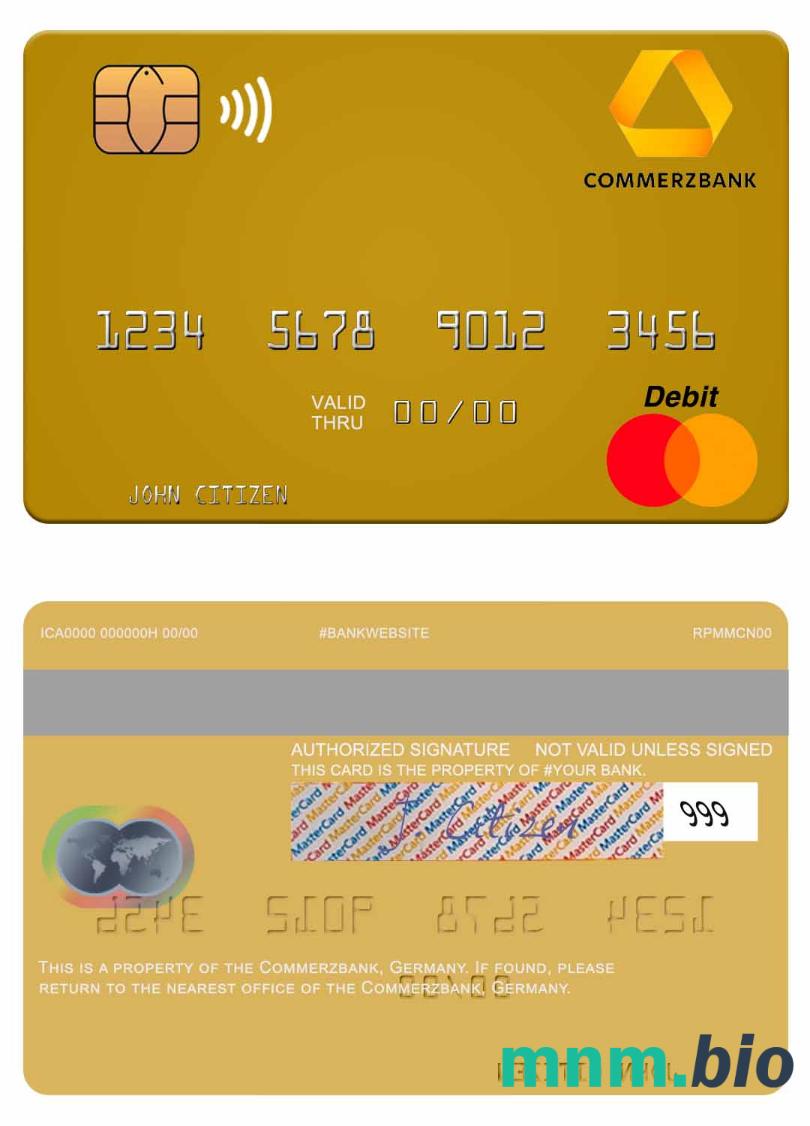 Germany Commerz Bank przykład karty mastercard w formacie PSD
